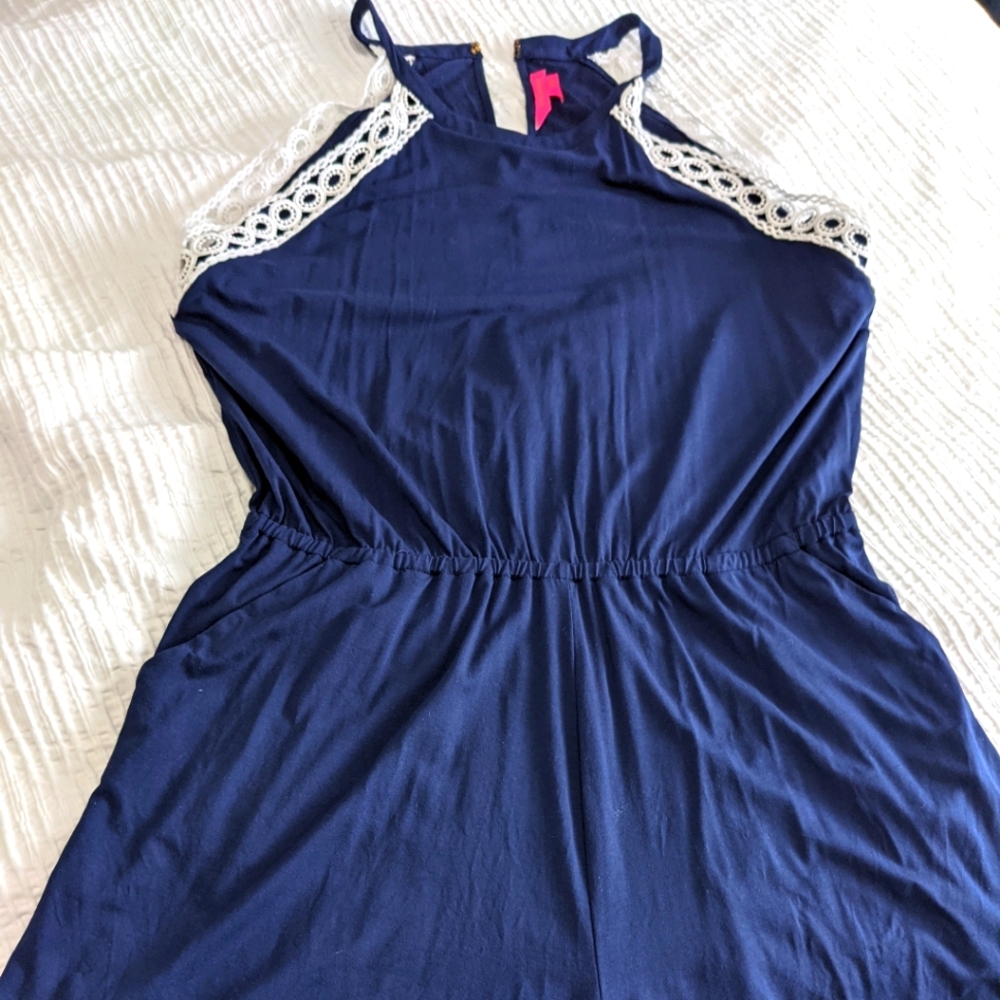 Lilly Pulitzer Navy Blue Jumpsuit with White Lace